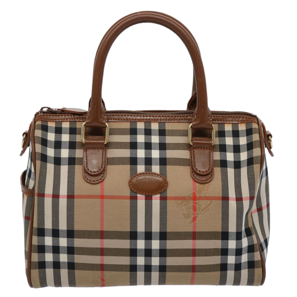 Burberrys Nova Check Hand Bag Nylon Canvas Beige Auth 62015 - Picture 13 of 16